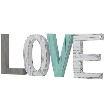 

Distressed Wood Block Love Sign, Decorative Wooden Cutout Letters