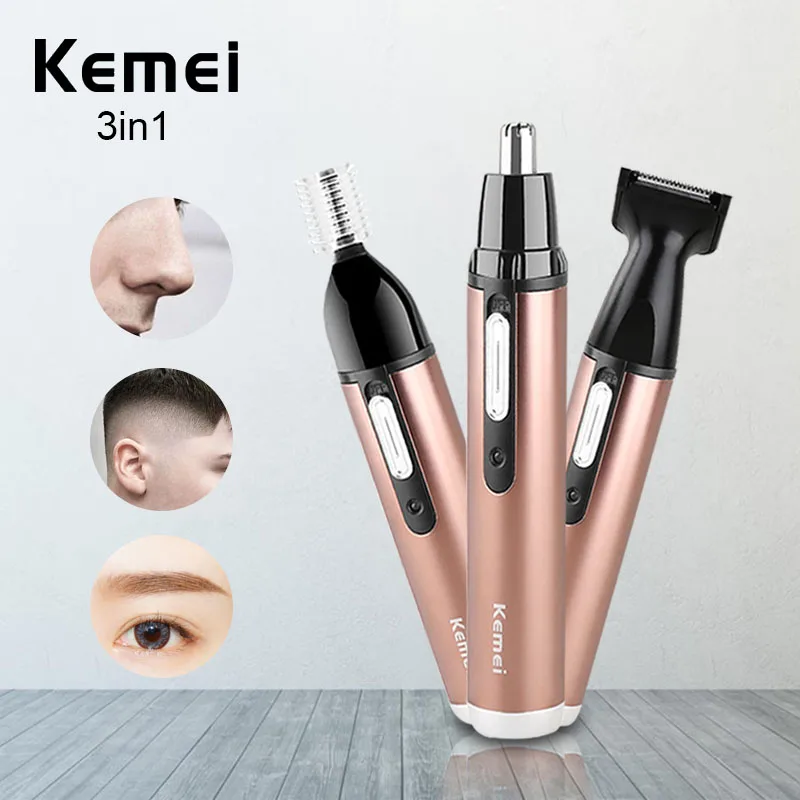 

Kemei 3 in1 Electric Ear Nose Trimmer Hair Clipper For Man Rechargeable Hair Removal Nose Eyebrow Trimer Face Care Tool 5