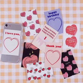 

9Pcs/set 6*9cm Korean Cartoon Heart Cake Love Birthday INS Album HD Photo Card Self Adhesive Stickers Photocard