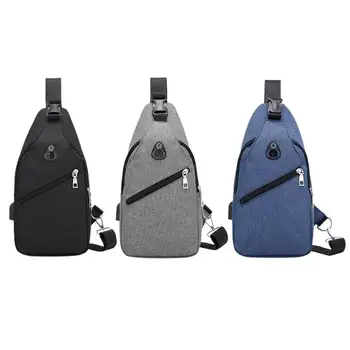 

Men Nylon Chest Pack Single Shoulder Strap Back Pack Shoulder Handbag USB Charging Casual Sports Travel Crossbody Bags