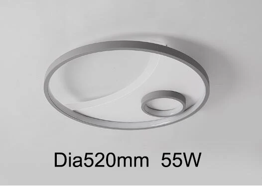 B Style Dia520mm Потолочный светильник, AC90-260V, современный светодиодный потолочный светильник, монтируемый на поверхности для спальни, кабинета, гостиной, серый+ белый цвет - Цвет корпуса: B Style Dia520mm