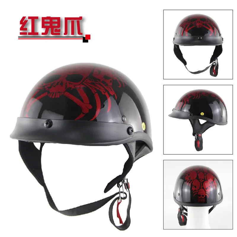 Мотоциклетный шлем для электрического велосипеда Harley-Skeleton Cool Half Helmet открытый шлем безопасности для верховой езды Летний шлем
