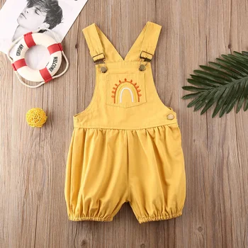 

2020 Baby Clothing Toddler Kid Baby Girl 6M-4T Clothes Embroidery Rainbow Romper Jumpsuit Overalls Bib Pants Outfit