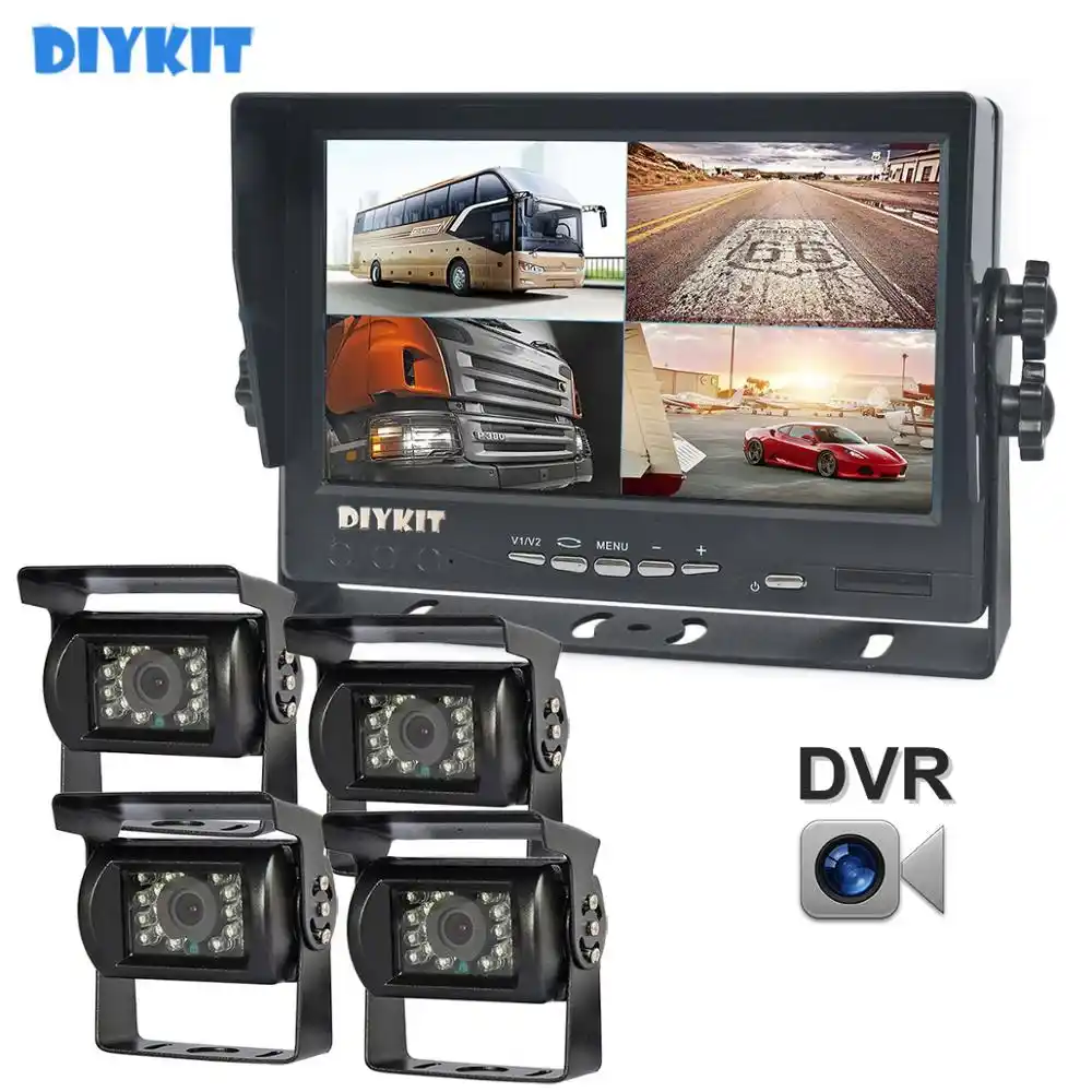 Diykit Ahd 7 4 分割クワッドips車のhdモニター ピクセルahdリアビューledカメラ防水sdカードビデオ録画 Dvr ダッシュカメラ Aliexpress
