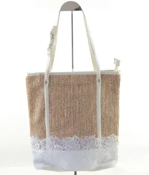 

Lace Bow Strap Verticle Straw Bag New Style Pp Grass Beach Bag