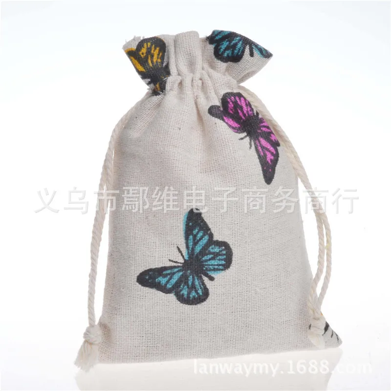 10pcs 리넨 코 튼 가방 10x14cm 모슬린 화장품 보석 포장 가방 웨딩 파티 귀여운 Drawstring 선물 Drawable 가방 선물