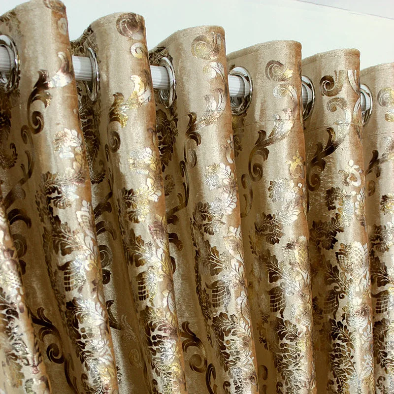 

Luxury European Curtains for Living Room Velvet Curtains Sheer Gold Print High Shading Window Curtains for Dining Room Bedroom