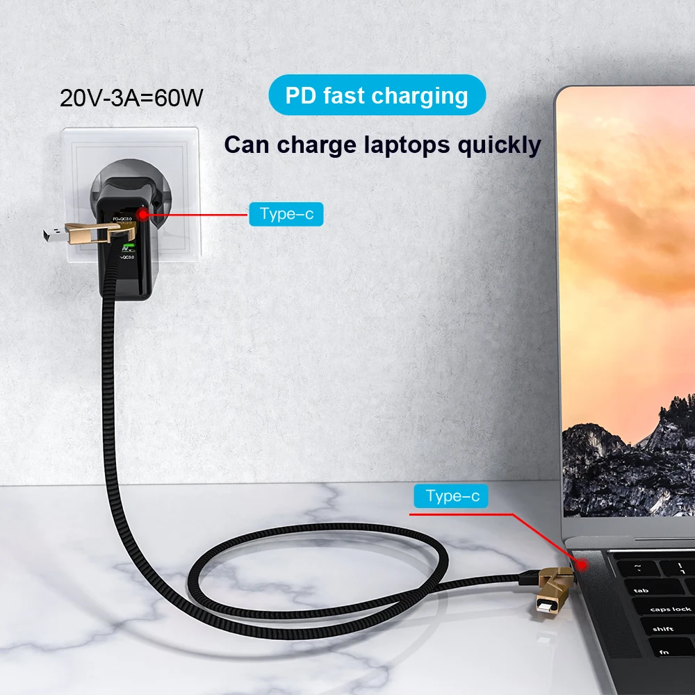 KEYSION 60 Вт 4 в 1 конверсионный PD кабель для iPhone Быстрая зарядка USB C кабель зарядного устройства для samsung Xiaomi Redmi телефон type C шнур