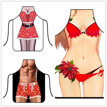 

Funny Pattern Sexy Lady Men Aprons Christmas Aprons Waterproof Kitchen Creative Cooking Apron for Adult Men Women Xmas Apron