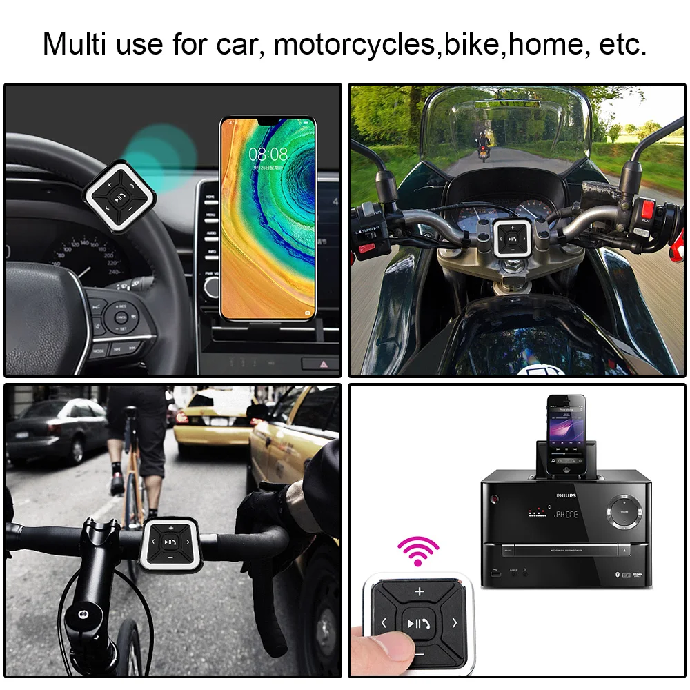 Steering Wheel Remote Control Wireless Bluetooth Car Radio Audio Buttons Smartphone Control for Media MP3 Player for Android IOS