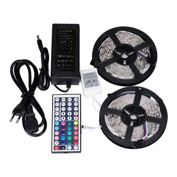 

10M RGB 5050 LED Strip light 300 SMD 44 Key Remote 12V 5A Power Flexible Tape Led Ribbon European regulations For Home kitchen
