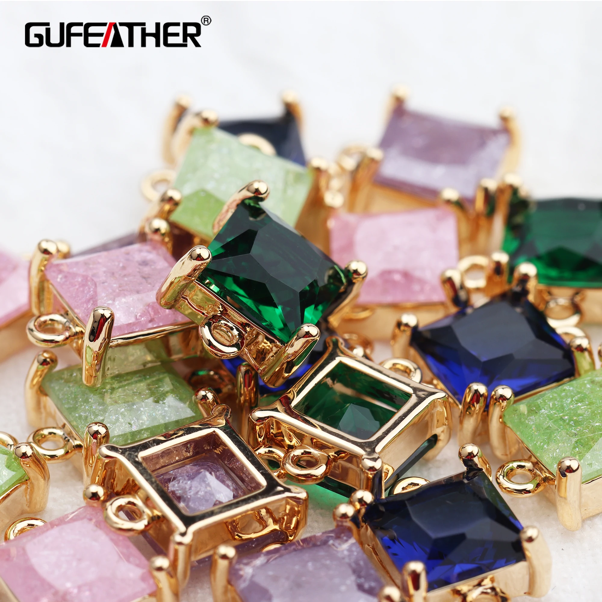 GUFEATHER M611 ювелирные аксессуары 18k позолота 0 3 мкм diy квадратный Цирконий Кулон