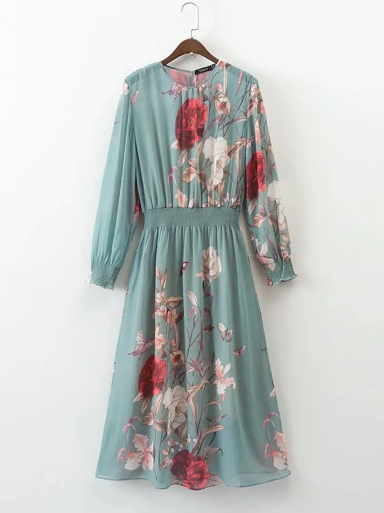 

2017 Spring And Summer Fashion WOMEN'S Two-piece Suit Flower Printed Flowing Dress High-waisted Beach Skirt 220