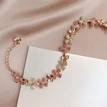 Модный стильный Кристальный браслет в виде цветка из розового золота, элегантные высококачественные женские ювелирные изделия, подарок для подруг, женский аксессуар