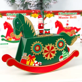 

Christmas Painted Wooden Carousel Music Box Home Decoration Wedding Birthday Creative Gift for Kids Children