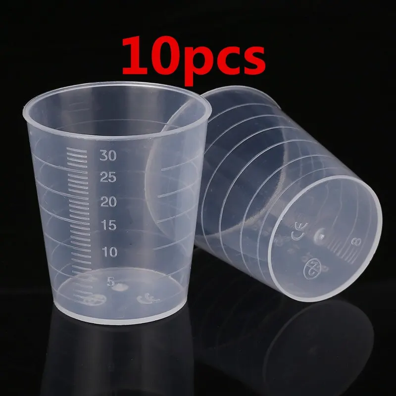 100pcs 30ml Clear Measuring Cup Professional Laboratory Scale Cups