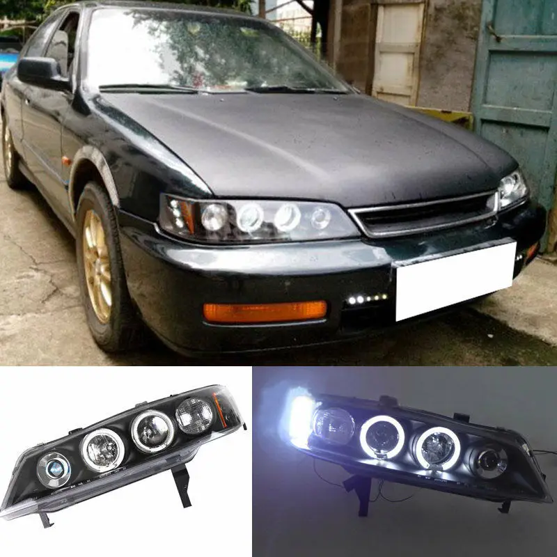 

Car Front Headlights Bi-Xenon Projector Lens DRL Halo For Honda Accord 1994 1995 1996 1997