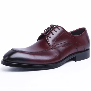 

Brand Italian Fashion Handmade Genuine Leather Men Black Wine Red Formal Shoes Luxury Business Wedding Men Dress Shoe