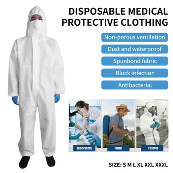 

Dust-proof Clothes Man Isolation Clothes White Labour Suit Anti-stick Antibacterial Security Protection Clothing
