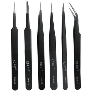 

Stainless steel tweezers set bird's nest picking clip anti-static electronic repair curved tweezers