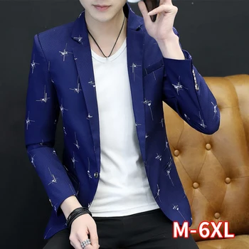

Floral Print Blazer Jacket Men Korean Trend Streetwear Mens Clothing Casual Suit Coat Male Slim Fit blazer masculino 2020