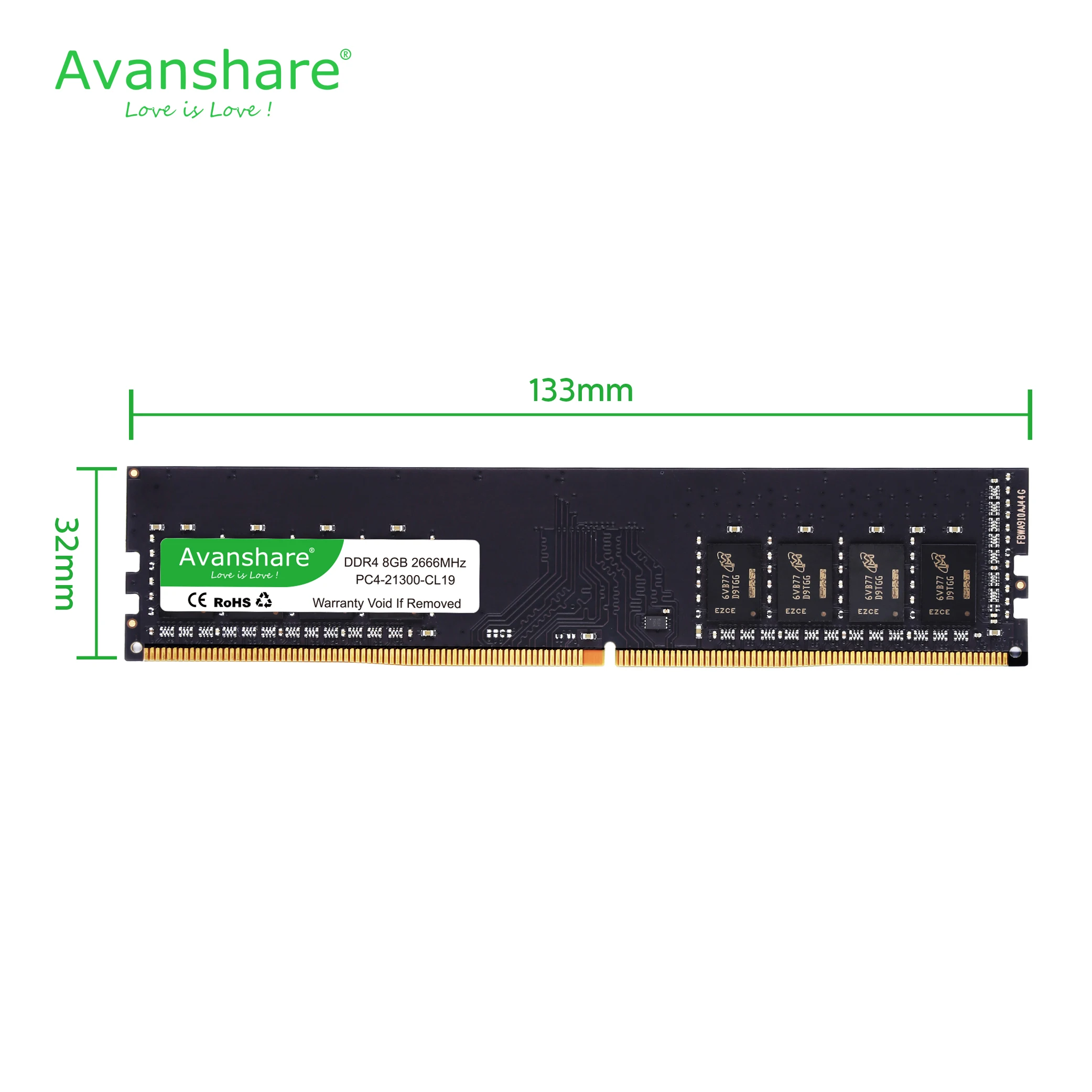 ОЗУ Avanshare DDR4 8 ГБ 4 16 32 2400 МГц 2666 3200 DIMM для настольного компьютера поддержка