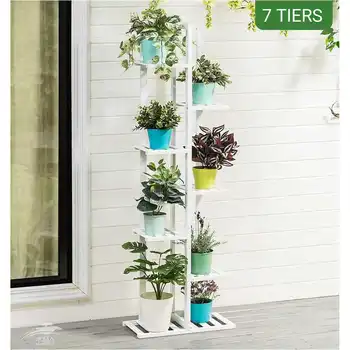 

5/6/7 Tiers Floor Flower Stand Iron Multi-layer Living Room Balcony Flower Pot Rack Wall Hanging Rreen Flower Shelf