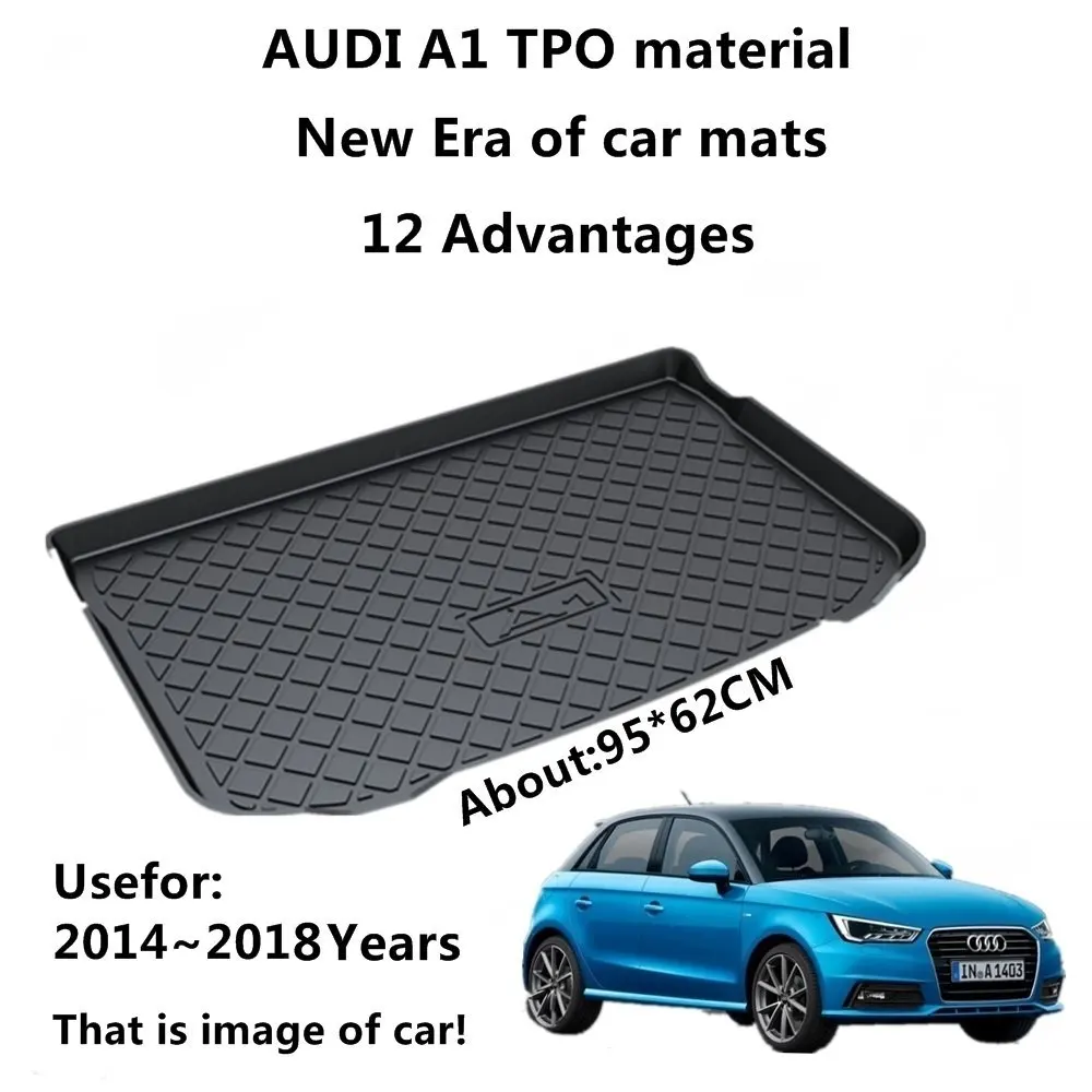 

SJ ALL Weather TPO Car Trunk Mats Tail Boot Cargo Liner Cover Rear Cargo Tray Protective Luggage Pad For AUDI A1 2014 2015-2018
