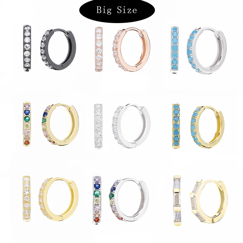 

Moonmory 2019 925 Sterling Silver Huggie Hoop Earrings with Rainbow Stones Earrings For European Women Party Dangle Earrings