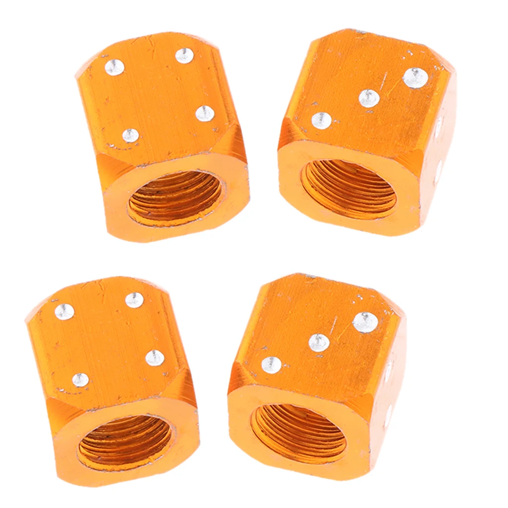 4 Pcs. Car Valve Caps Tire Valve Caps Dustproof Cover, Orange, Cubic