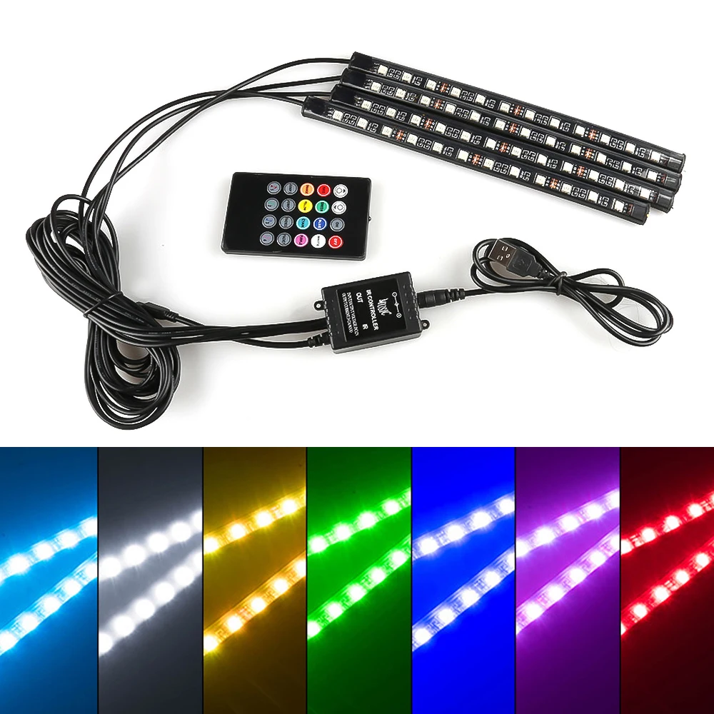 RGB подсветка для салона автомобиля декоративная лампа с питанием от USB или