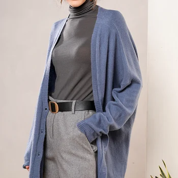 

Elegant Ladies Knit Wool Cardigan Single Breasted Spring Knit Sweater Jacket Casual Style Large Solid Color Wool Cardigan