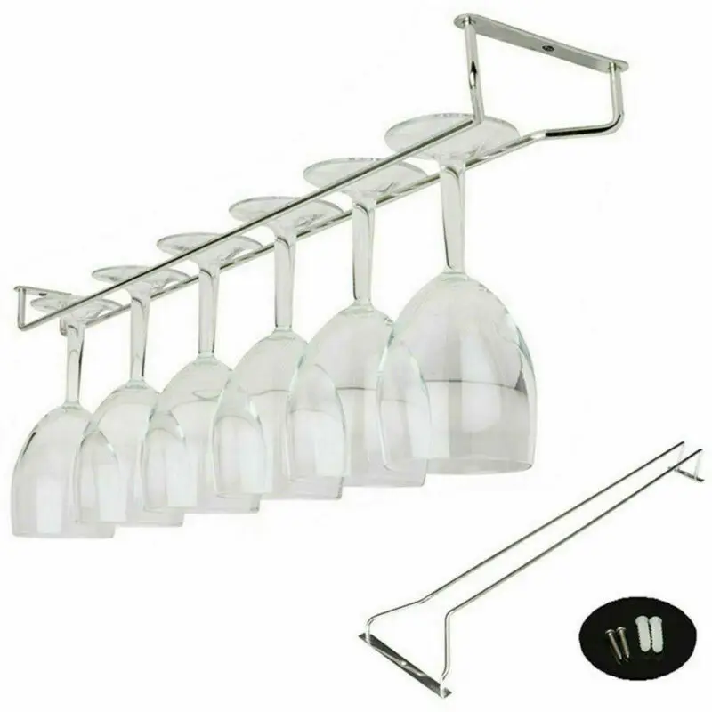 

55cm Wine Glass Hanger Rack Stemware Home Bar Pub Holder Stainless Steel Shelf With Screws Stainless Steel Holder