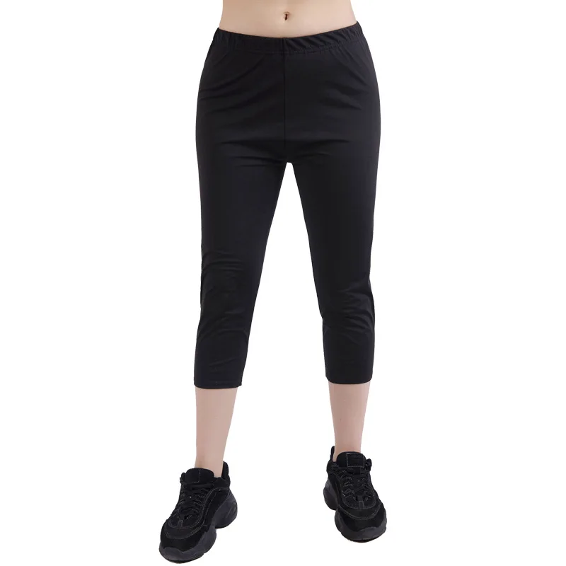 Women Sweating Pants Inner Silver Coating Quick Sweating and Body TEMP Keeping Bodybuilding Bodyshaping Cropped Pants Trousers