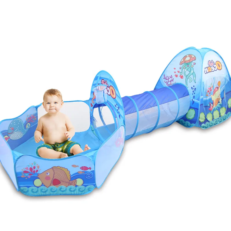 

KID'S Tent Game House Toy Portable Folding Three-piece Set Crawl Tunnel Underwater World-Shooting Ball Pool