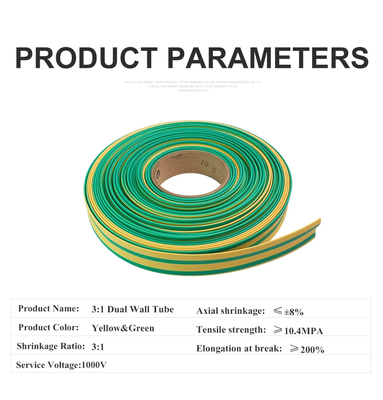Description Picture 6 of item1M 3:1 Heat Shrink Tube with Glue Adhesive Lined Dual Wall Tubing Sleeve Wrap Wire Cable Kit Yellow Green Dual Wall