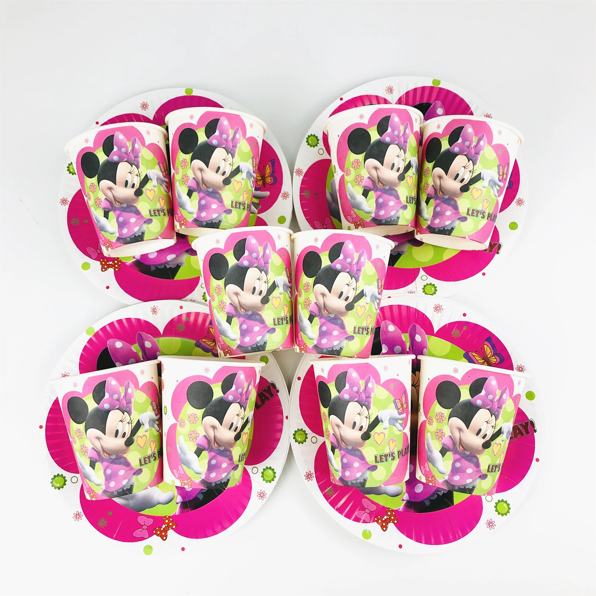 

20Pcs Disney Minnie Mouse Theme Kids Birthday Party Disposable Tableware Sets Paper Cup Plate Girls Party Decoration Supplies