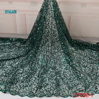 

2019 Embroidered Nigerian Net Laces Fabric Bridal High Quality French Tulle African lace fabric Sequins Lace Fabric YA2792B-1