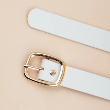 

Fashion leather belt for casual pants jeans Double ring pearl buckle ladies belt dress white ladies belt all-match belt