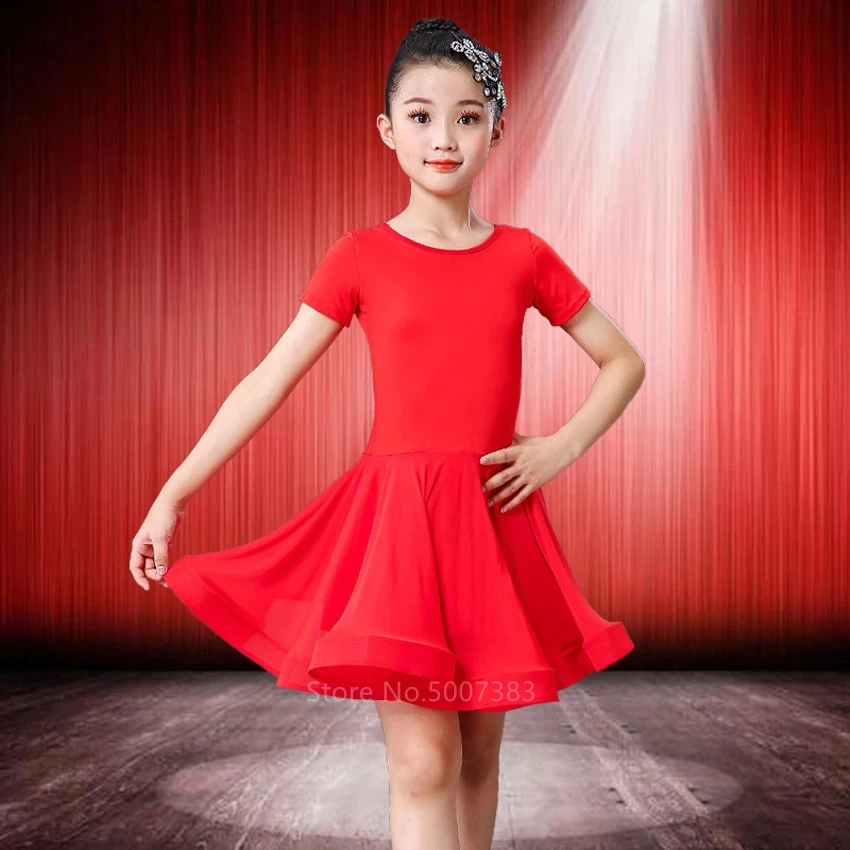

Girl Latin Dance Dress Ballroom Children Dance Costume Salsa Black Kids Red Tango Dresses Dancing Stage Performance Clothing