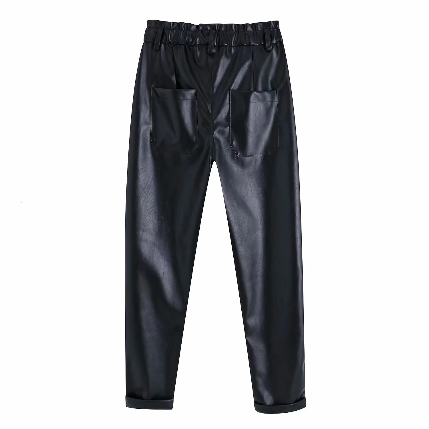 Модные брюки из искусственной кожи женские зимние брюки карандаш элегантные брюки с высокой талией женские брюки в стиле хип-хоп черные брюки уличная одежда