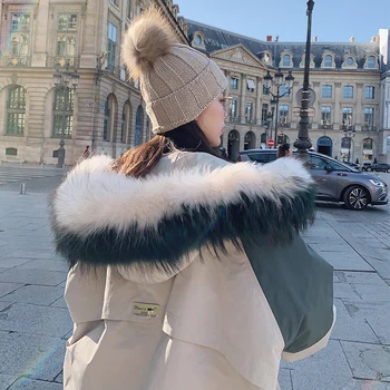 

MISHOW 90% White Duck Down Woman Winter Warm Coat Fur Collar hooded Mid Long Casual Female Fashion Thick Down Jacket MX19C8874