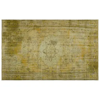 

Handmade Yellow Vintage Overdyed Turkish Area Rug 185x294 Cm-6'1''X9'8''
