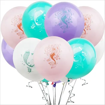 

12 inch mermaid latex balloon ocean theme confetti balloon happy birthday decoration little mermaid party balloon