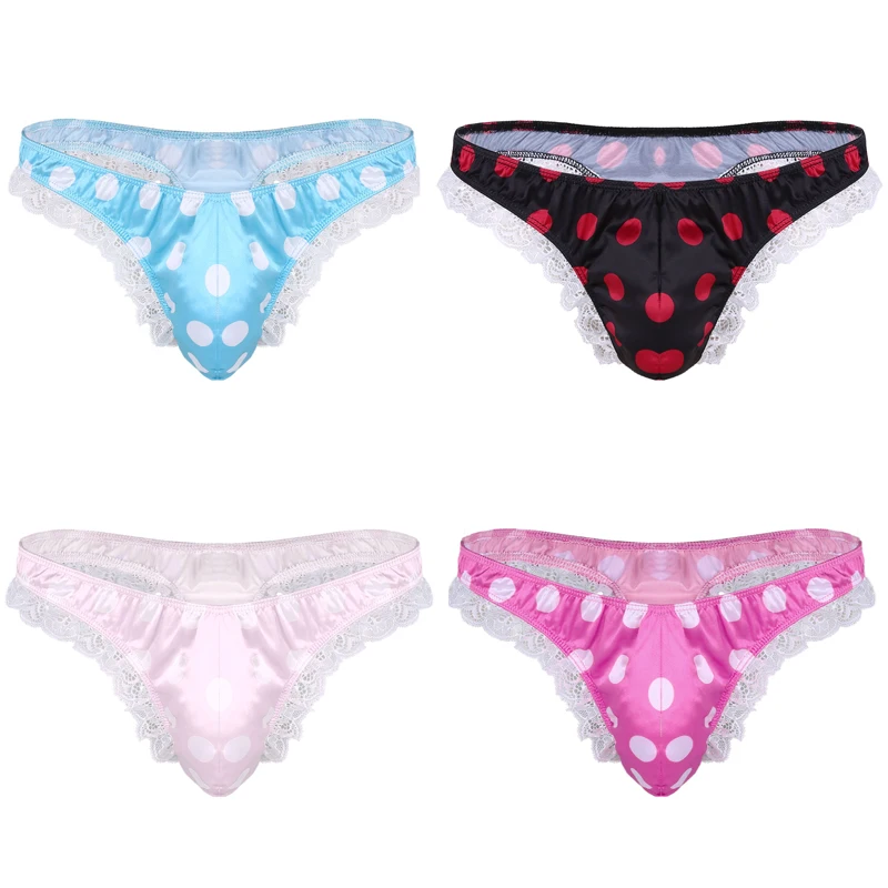 Tanga De Satén Para Hombre Con Volantes - Poliéster Y Spandex, Diseño Sexy, Talla Regular