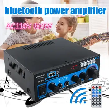 

800W AC 110V Home bluetooth Amplifier Dual Channel Auto Tuning High Fidelity Stereo Audio Amplifier with Remote Audio Subwoofer