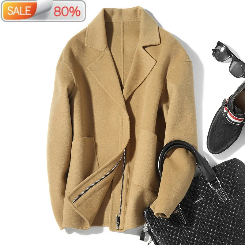 

100%Wool Short Spring Autumn Double-sided Men Coat and Jacket Man Overcoat Abrigo Hombre D-04-19511 B21040