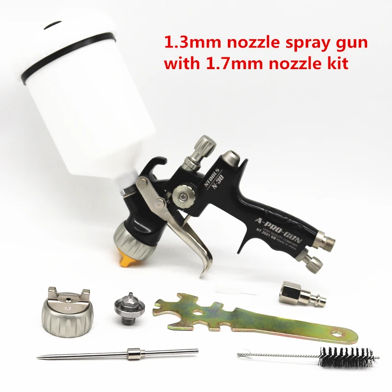 Spray Gun 1.3/1.7mm Nozzle Car Repair Paint Spray Gun With 600CC Tank Air Spray Gun With Paint Mixing Cup And Adapter best paint sprayer for interior walls