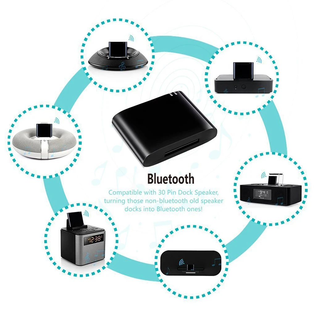 Беспроводной Bluetooth стерео 4,1 музыкальный приемник аудио адаптер для Iphone, iPod, 30-контактный док-станция для Динамик
