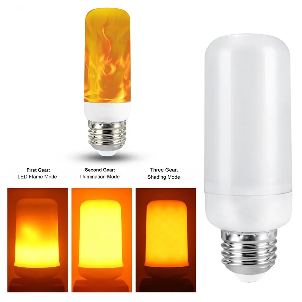 New Design 3 Modes E27 LED Flame Bulb Upside Down Effect Simulated
